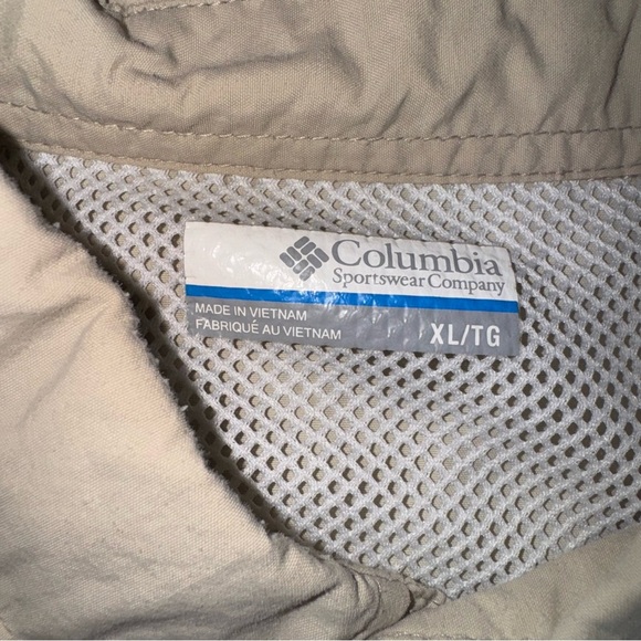 📌Columbia Men’s PFG Vented Fishing Shirt Short Sleeve Beige Khaki Outdoor SZ -XL - Picture 6 of 10